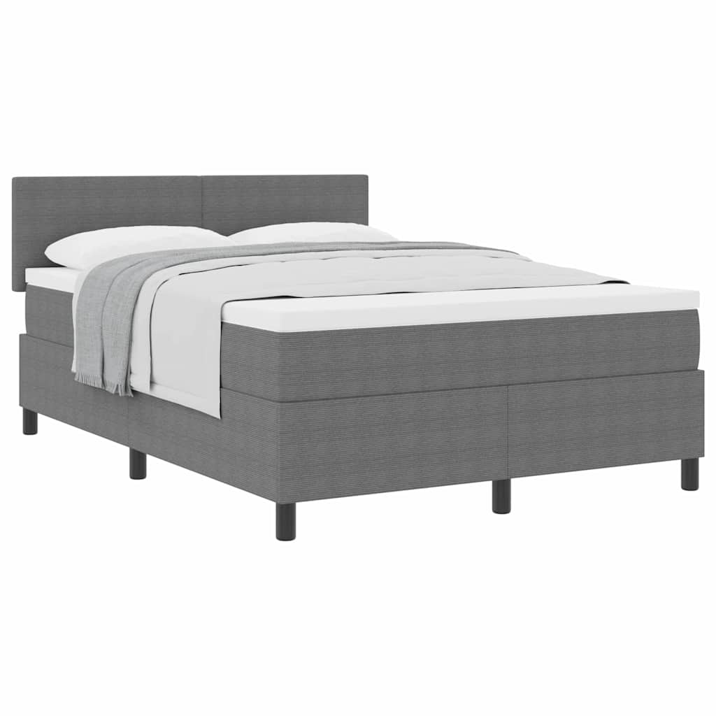 Box spring seng Lys Grå og Hvid 140 x 200 cm Velourstof