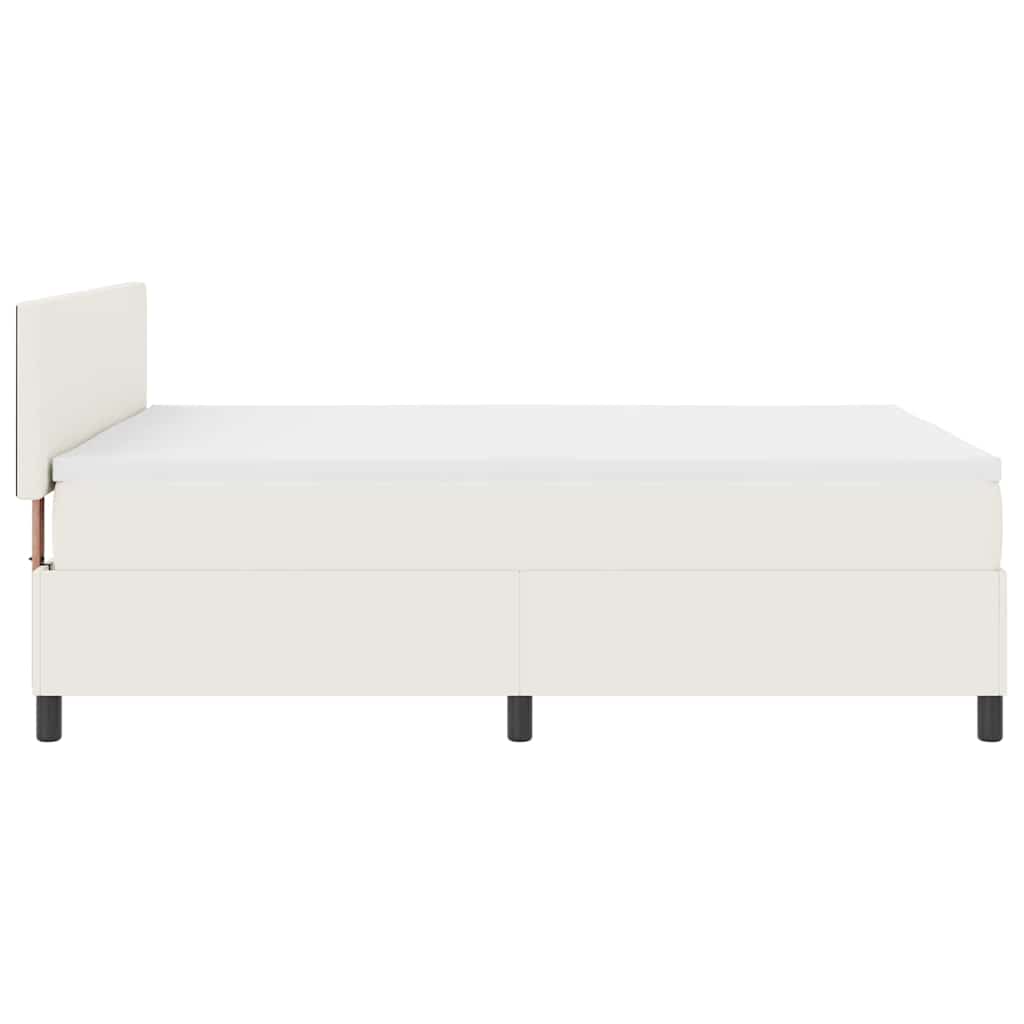 Box spring seng Creme og hvid 160 x 200 cm Velourstof