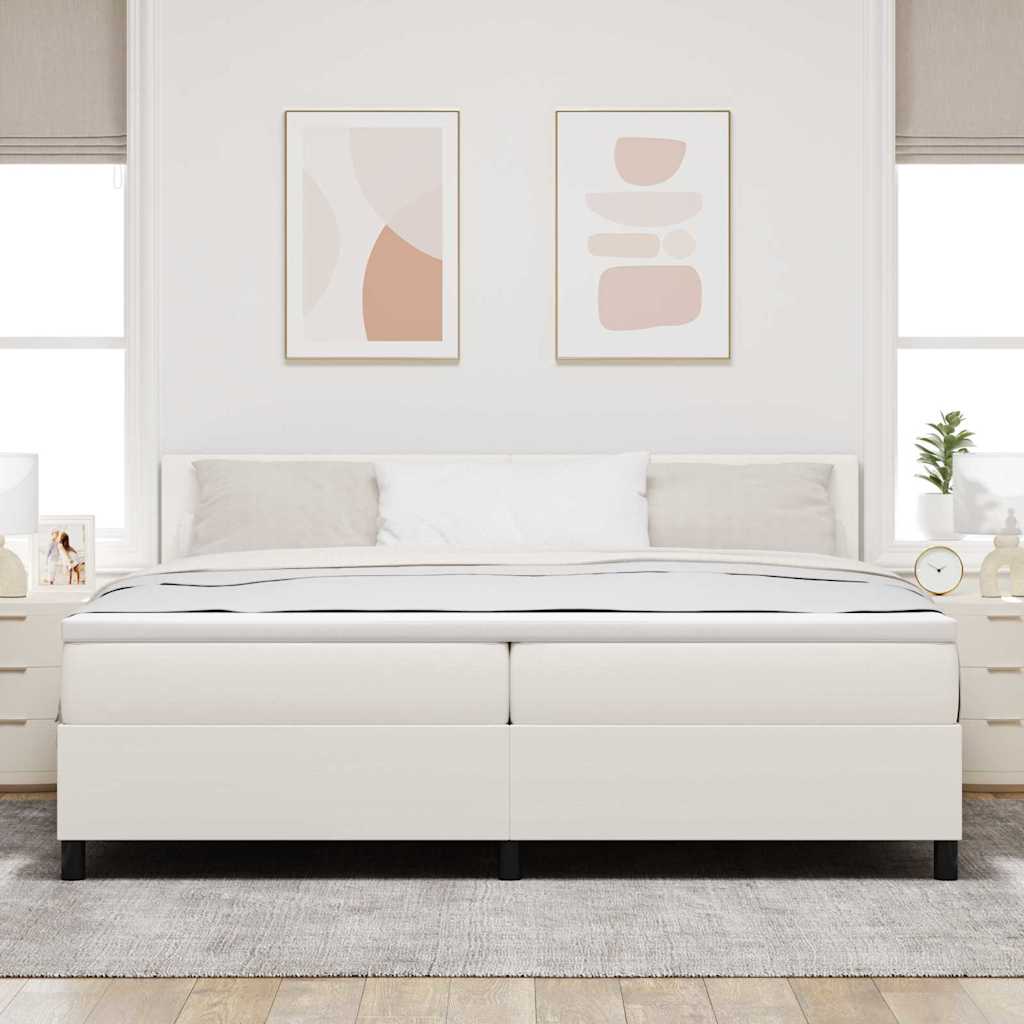 Box spring seng Creme og hvid 200 x 200 cm Velourstof