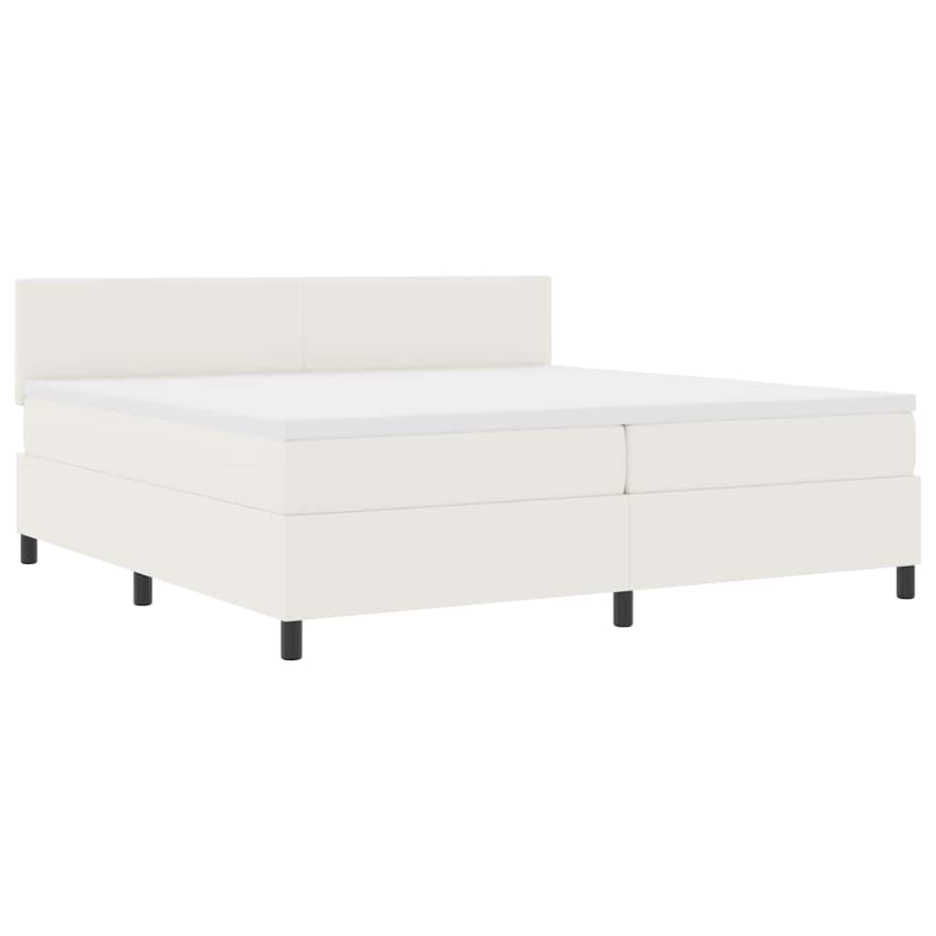 Box spring seng Creme og hvid 200 x 200 cm Velourstof