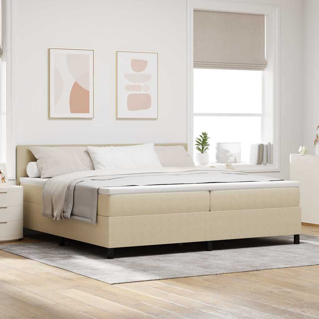 Box spring seng Lys Grå og Hvid 200 x 200 cm Velourstof