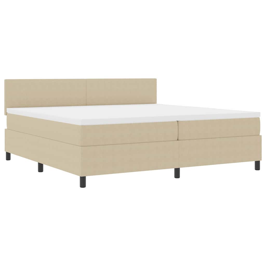 Box spring seng Lys Grå og Hvid 200 x 200 cm Velourstof