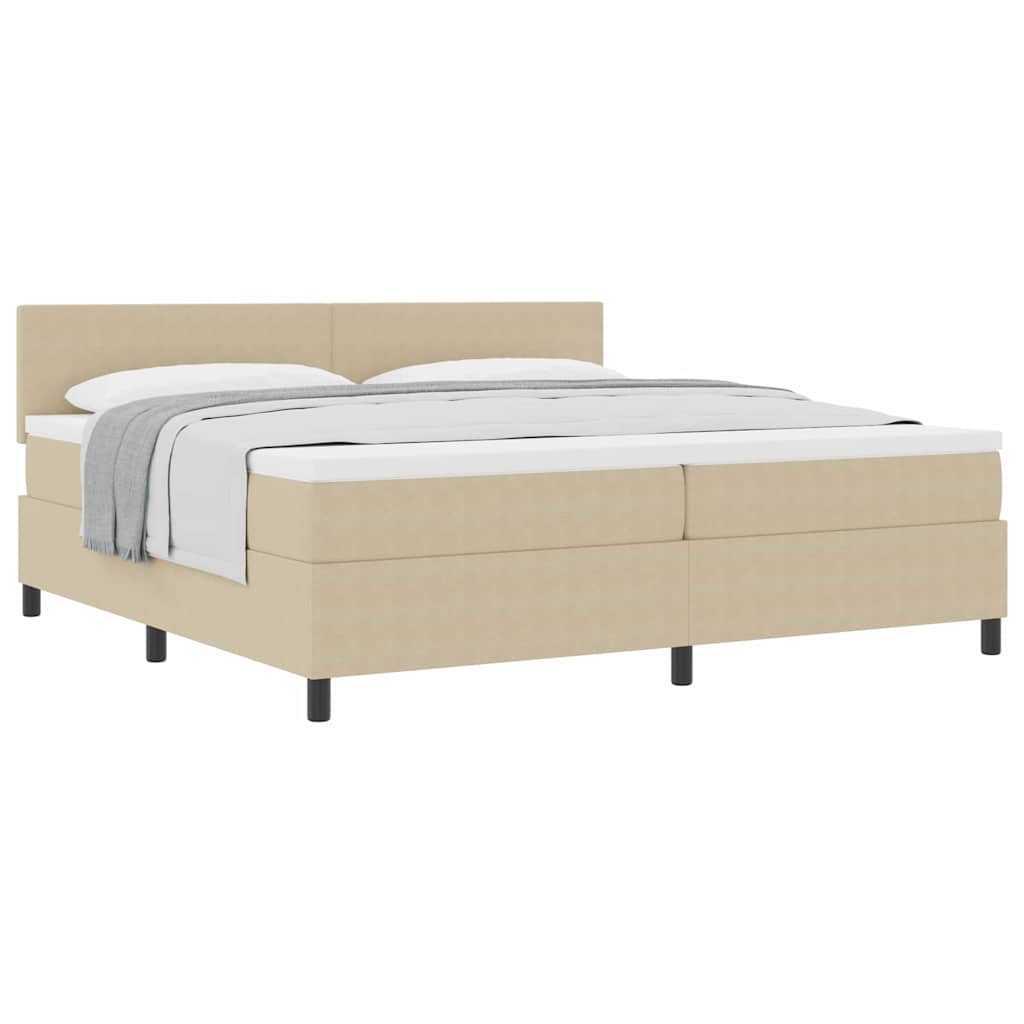 Box spring seng Lys Grå og Hvid 200 x 200 cm Velourstof