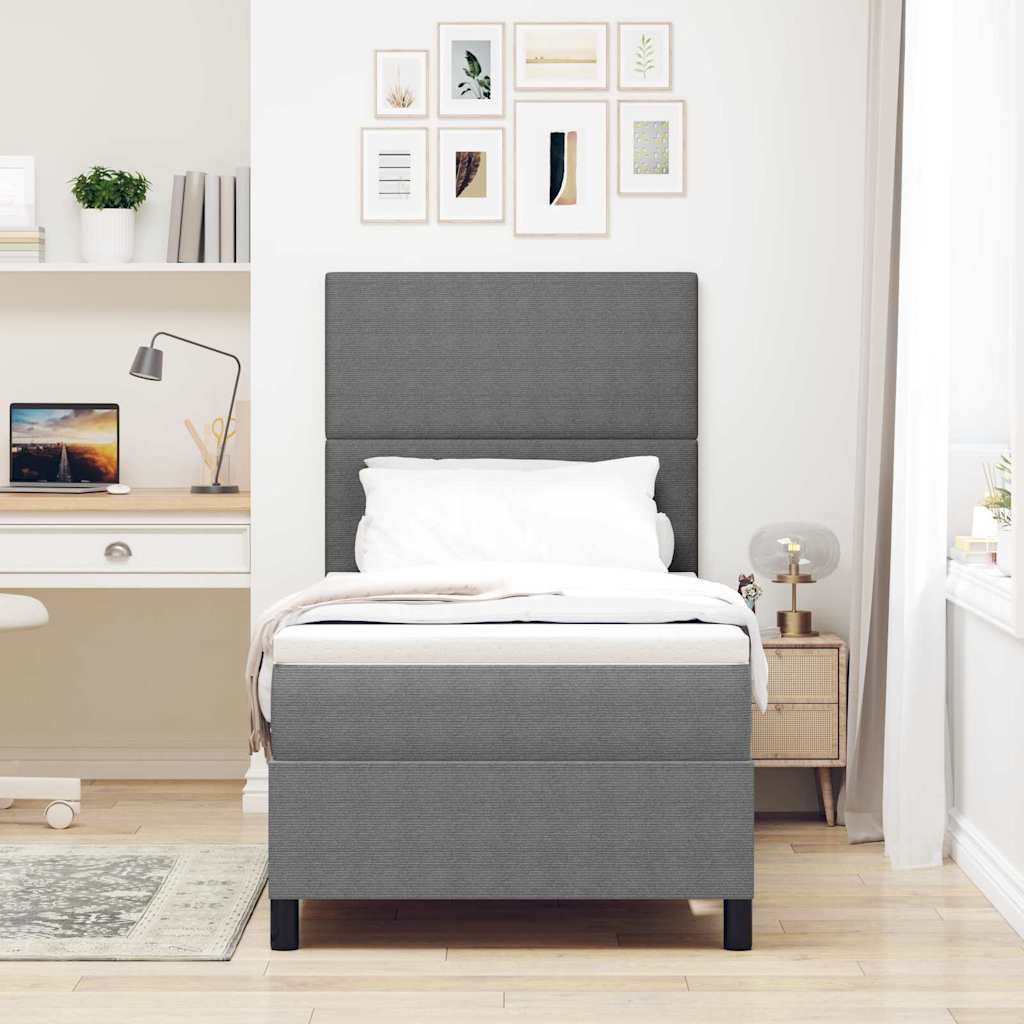 Box spring seng Lys Grå og Hvid 80 x 200 cm Velourstof