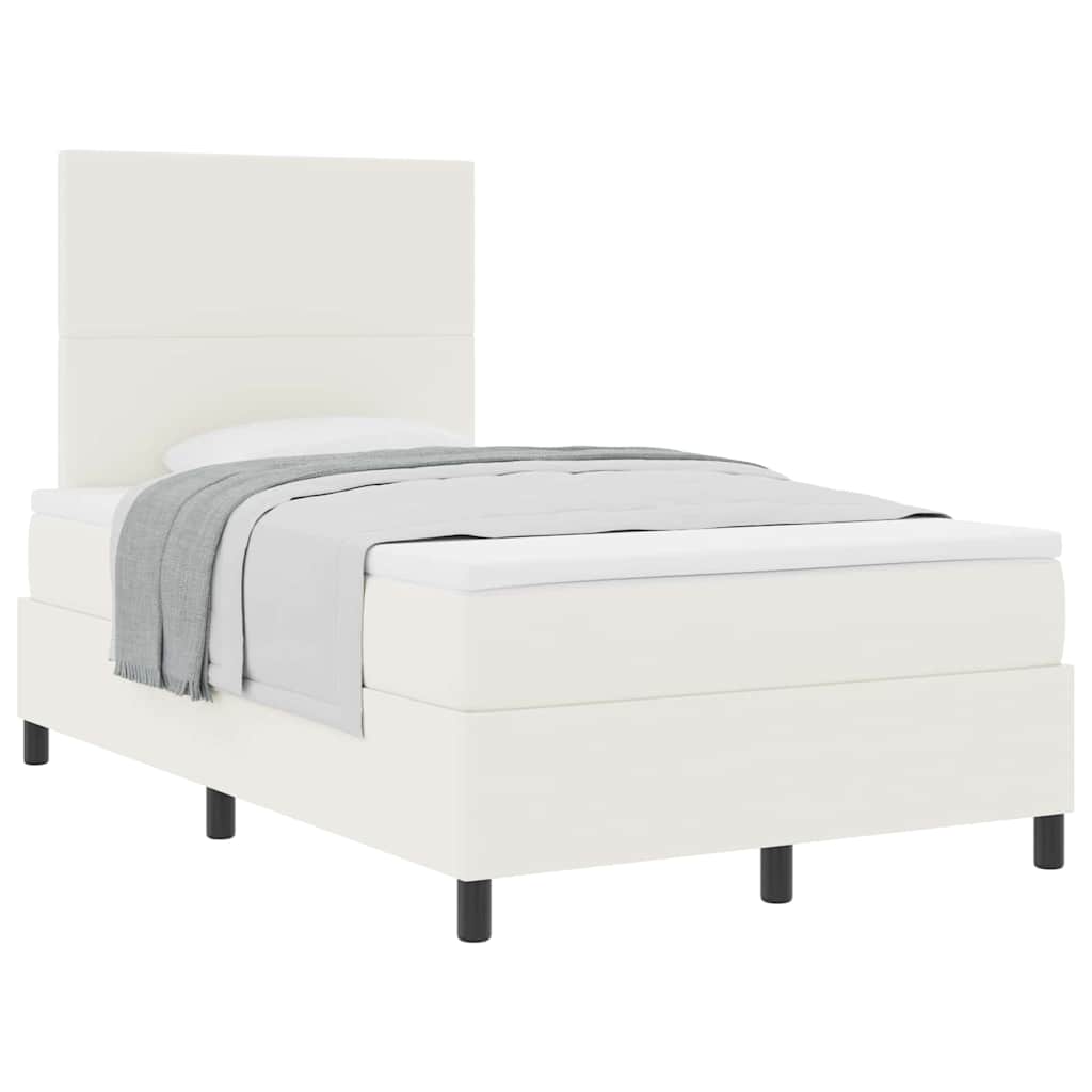 Box spring seng Creme og hvid 120 x 190 cm Velourstof