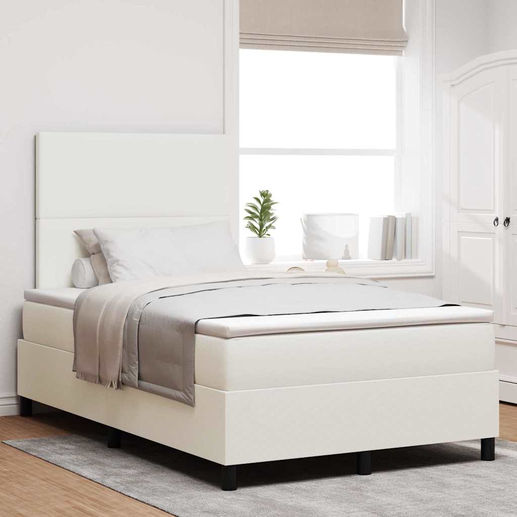 Box spring seng Creme og hvid 120 x 200 cm Velourstof