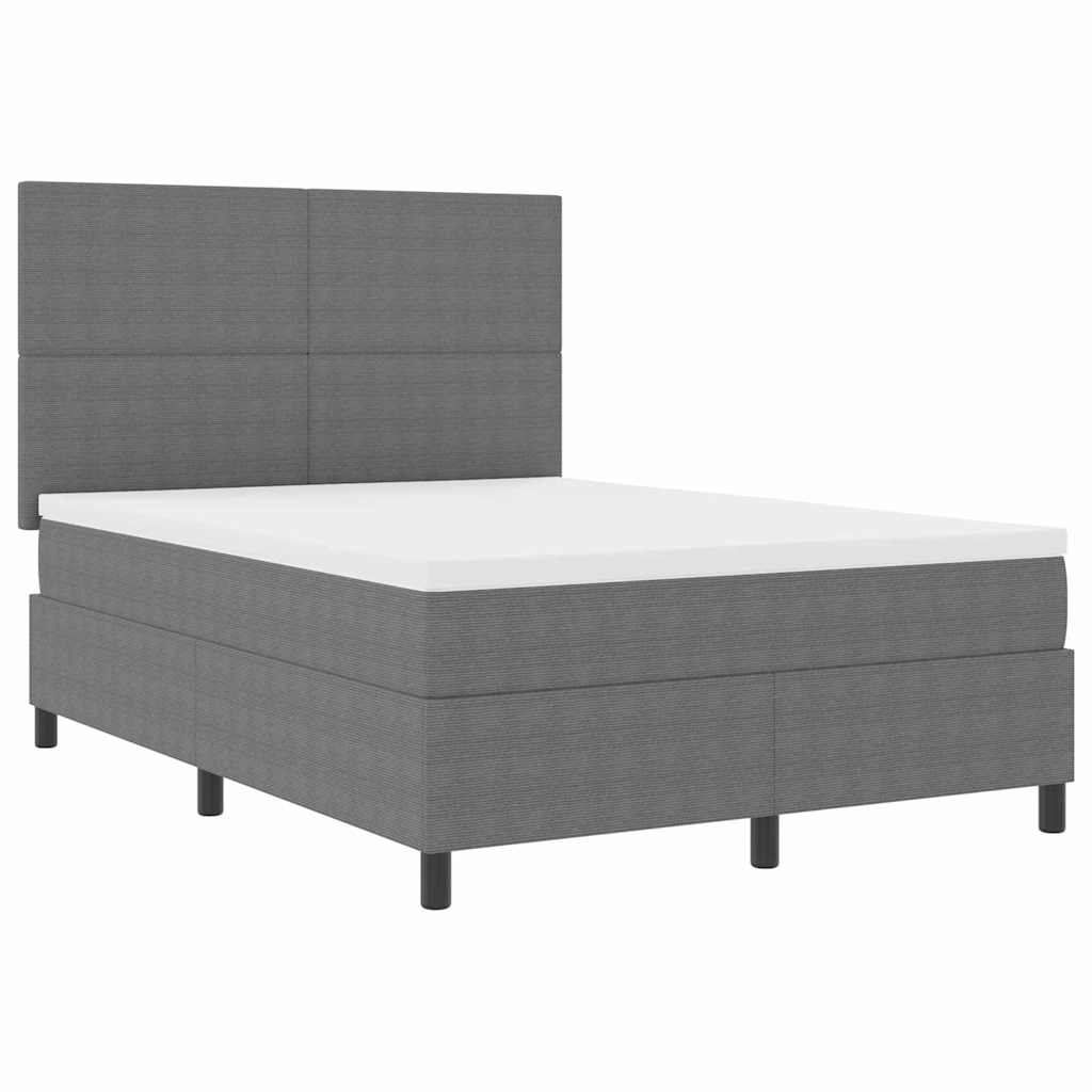 Box spring seng Lys Grå og Hvid 140 x 190 cm Velourstof