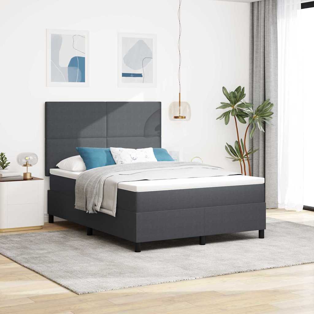 Box spring seng Mørkegrå og Hvid 160 x 200 cm Velourstof
