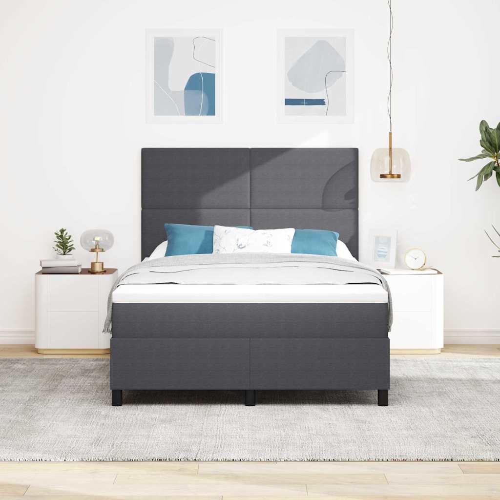 Box spring seng Mørkegrå og Hvid 160 x 200 cm Velourstof