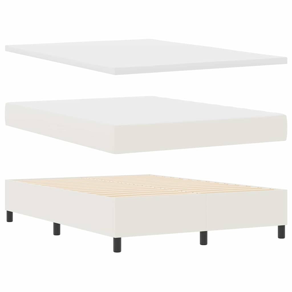 Box spring seng Creme og hvid 160 x 200 cm Velourstof