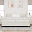 Box spring seng Creme og hvid 200 x 200 cm Velourstof