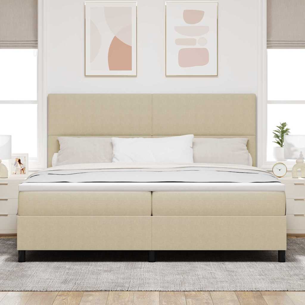 Box spring seng Lys Grå og Hvid 200 x 200 cm Velourstof