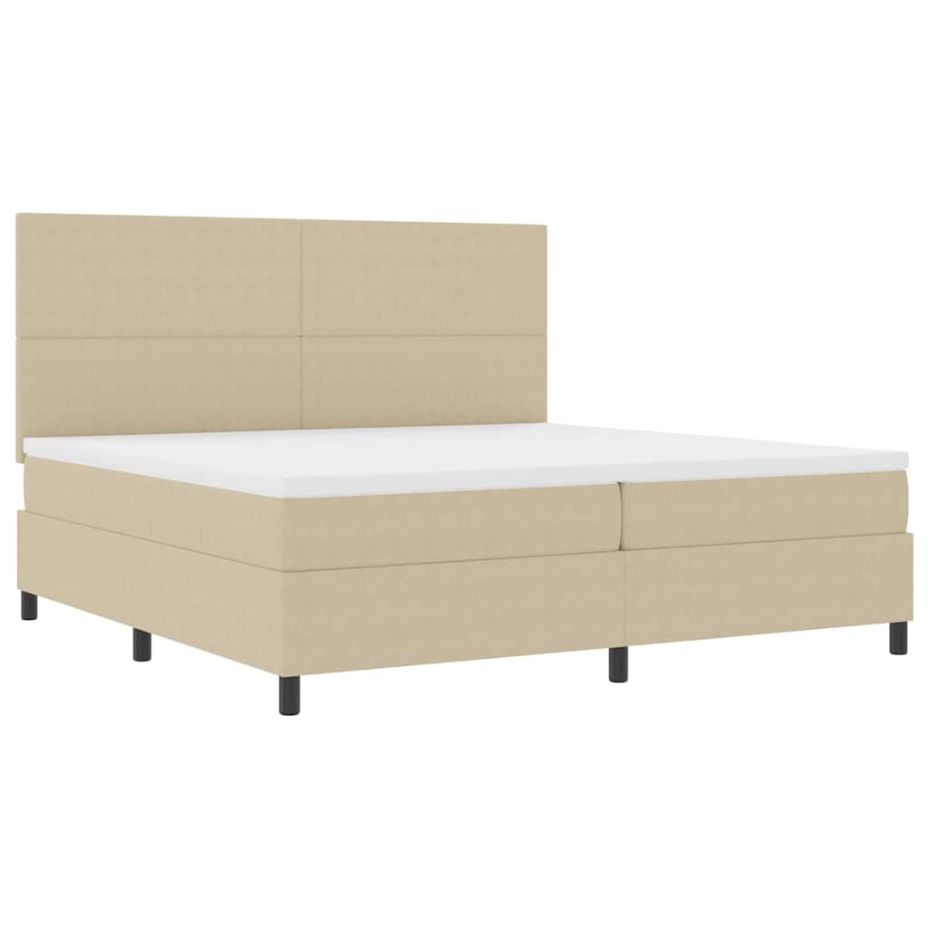 Box spring seng Lys Grå og Hvid 200 x 200 cm Velourstof