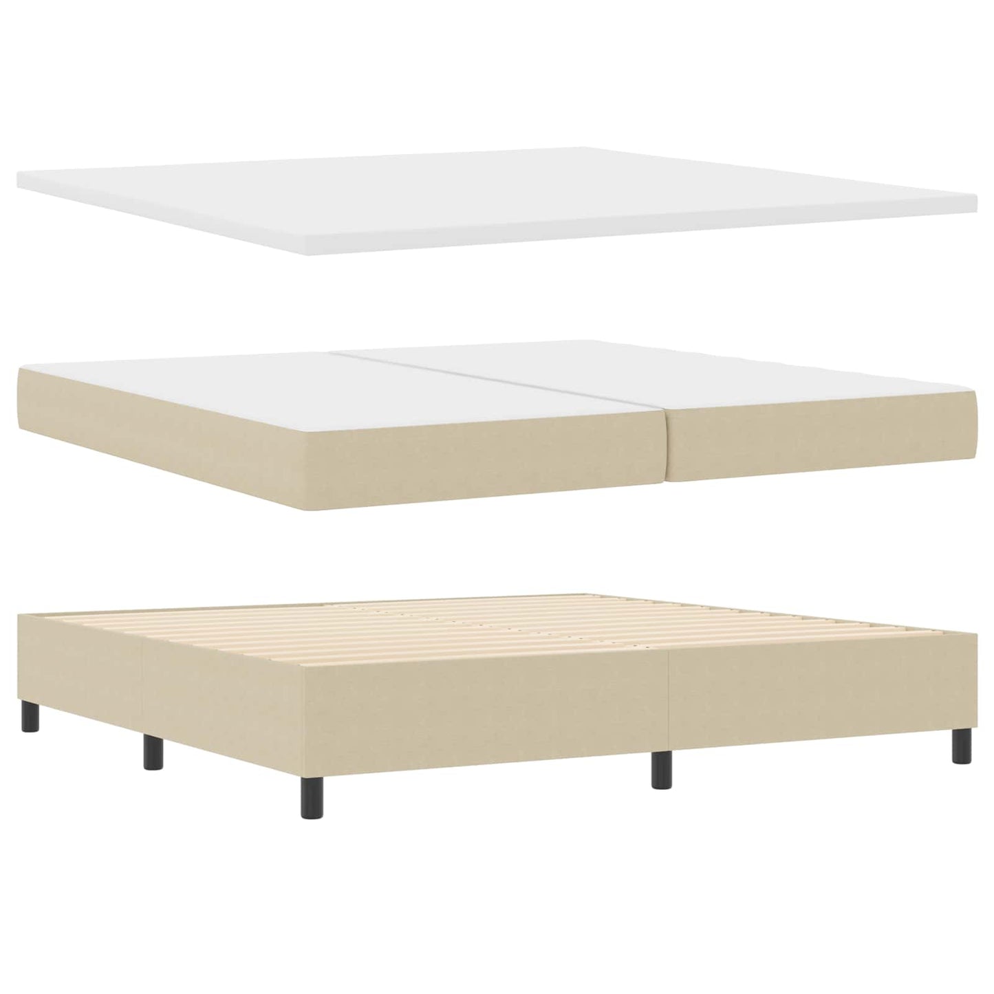 Box spring seng Lys Grå og Hvid 200 x 200 cm Velourstof