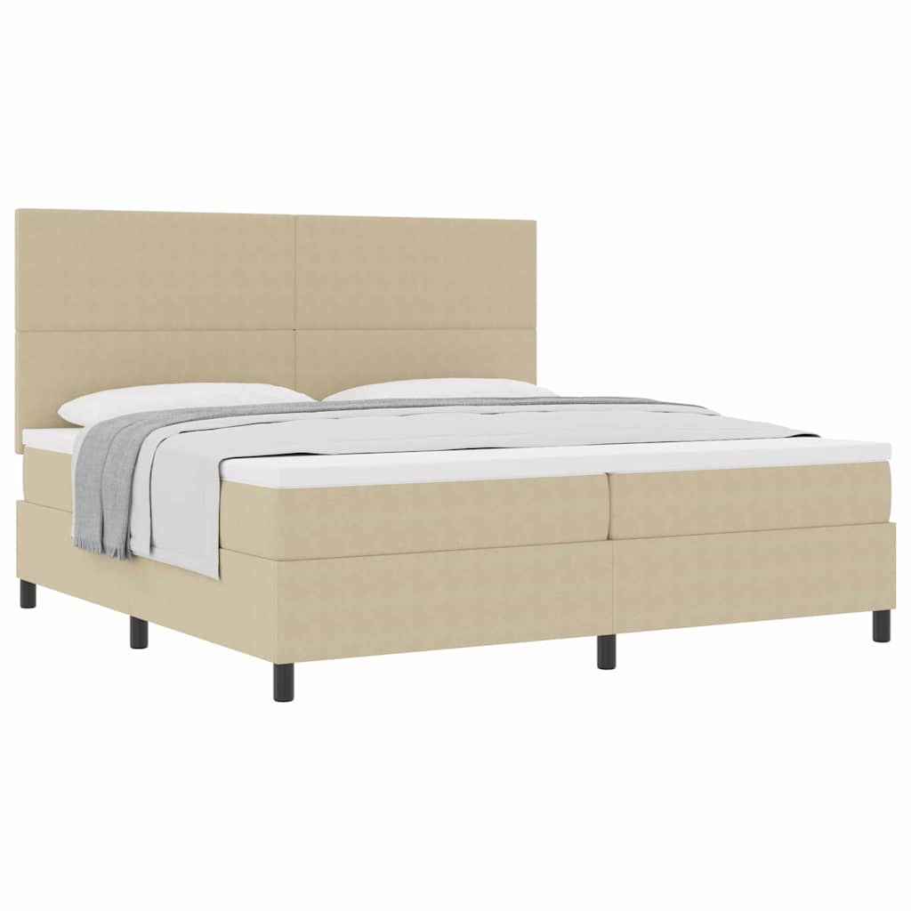 Box spring seng Lys Grå og Hvid 200 x 200 cm Velourstof