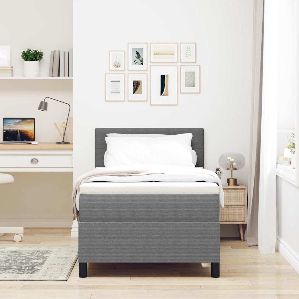 LED Box Spring Bed Lys Grå og Hvid 100 x 200 cm Velourstof