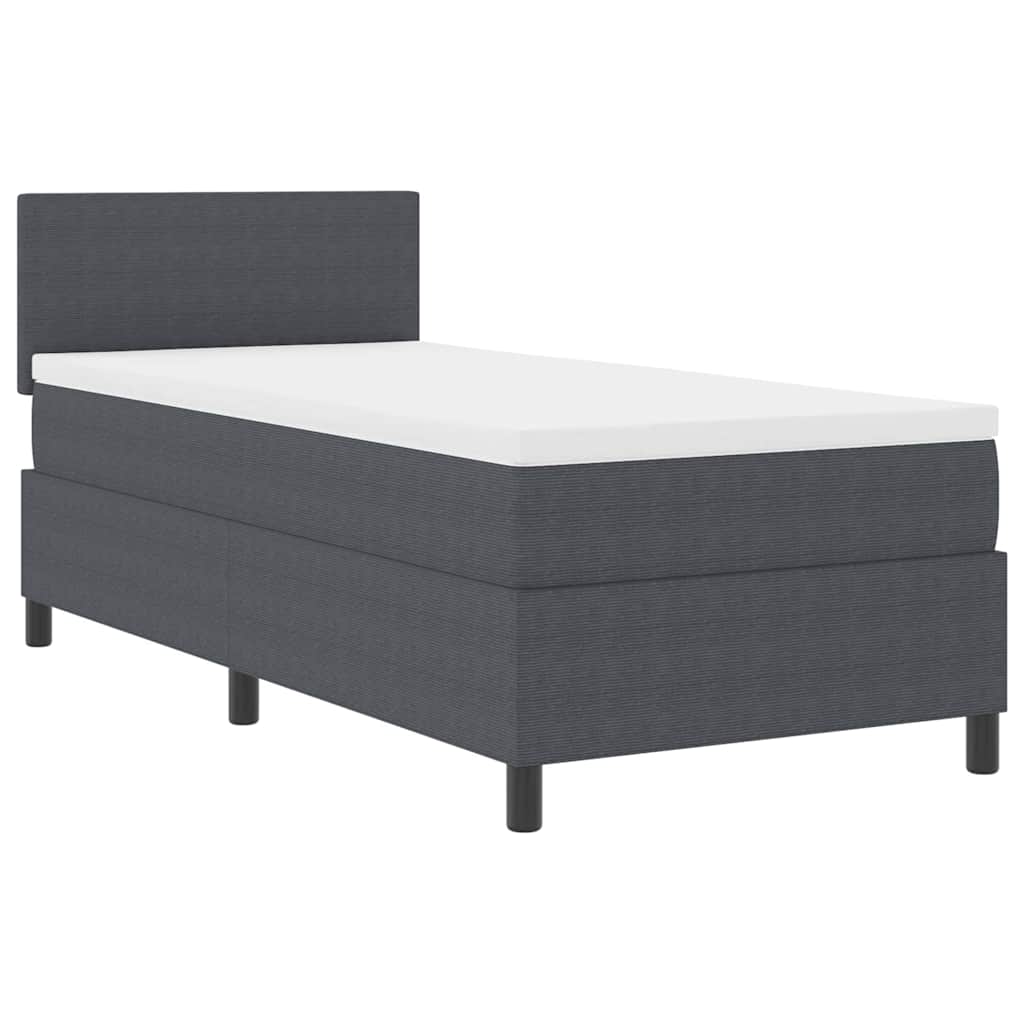 LED Box Spring Bed Mørkegrå og Hvid 100 x 200 cm Velourstof