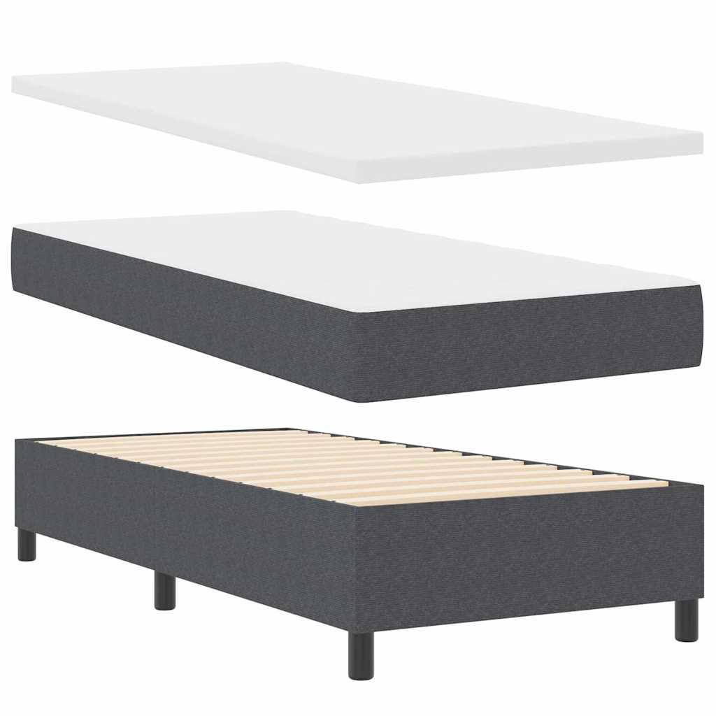 LED Box Spring Bed Mørkegrå og Hvid 100 x 200 cm Velourstof
