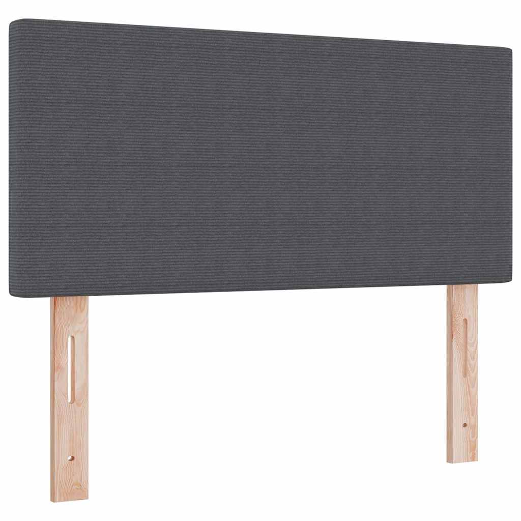 LED Box Spring Bed Mørkegrå og Hvid 100 x 200 cm Velourstof