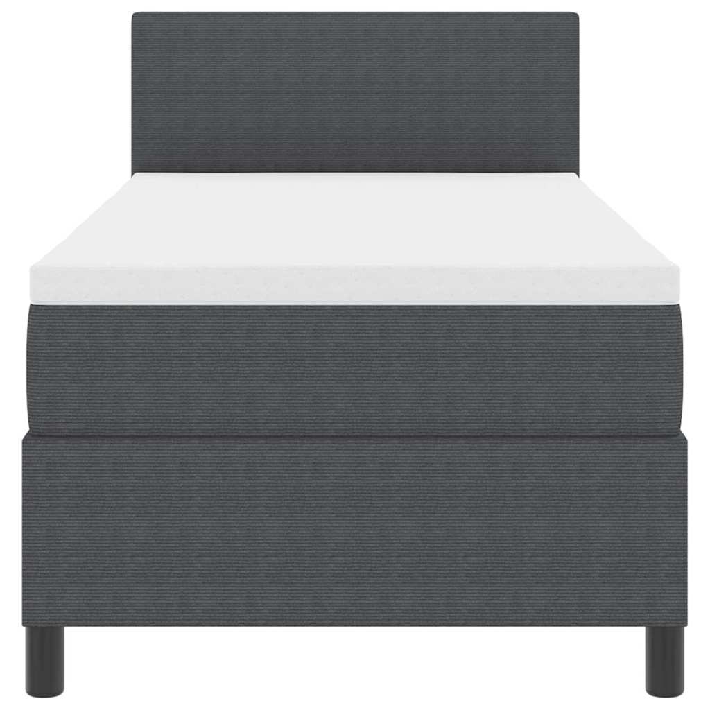LED Box Spring Bed Mørkegrå og Hvid 100 x 200 cm Velourstof