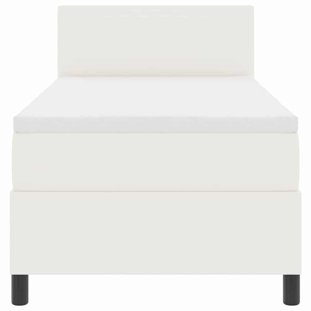 LED Box Spring Bed Creme og hvid 100 x 200 cm Velourstof