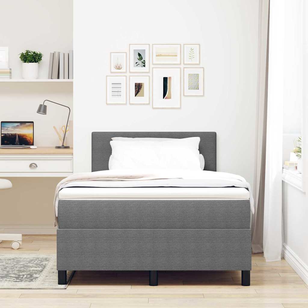 LED Box Spring Bed Lys Grå og Hvid 120 x 190 cm Velourstof