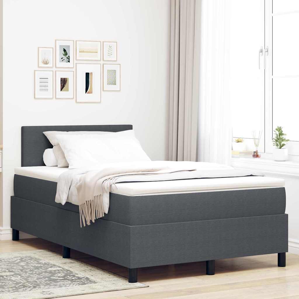 LED Box Spring Bed Mørkegrå og Hvid 120 x 190 cm Velourstof