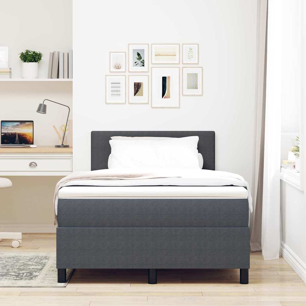 LED Box Spring Bed Mørkegrå og Hvid 120 x 190 cm Velourstof