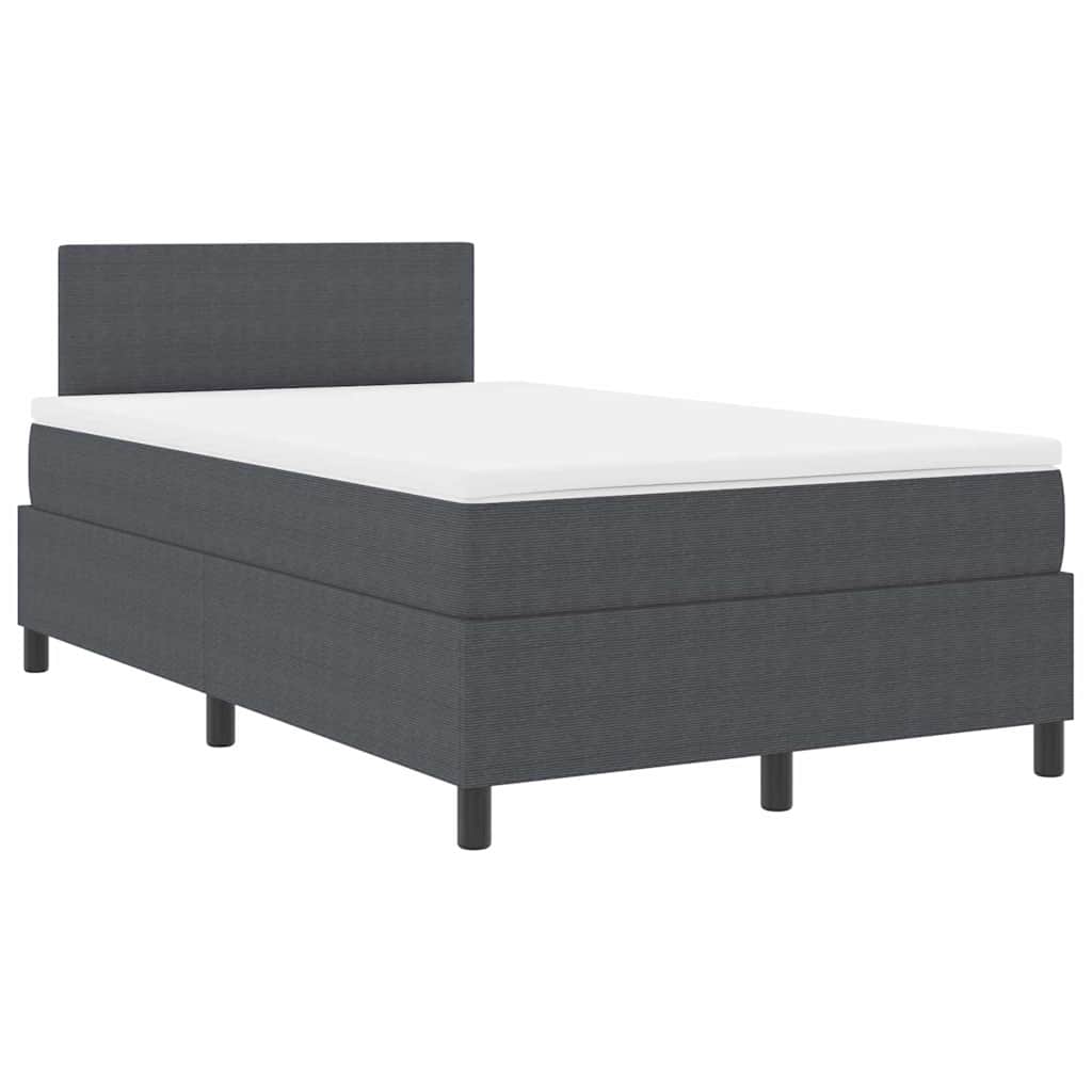 LED Box Spring Bed Mørkegrå og Hvid 120 x 190 cm Velourstof