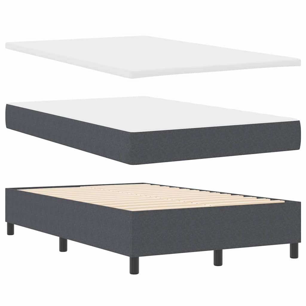 LED Box Spring Bed Mørkegrå og Hvid 120 x 190 cm Velourstof