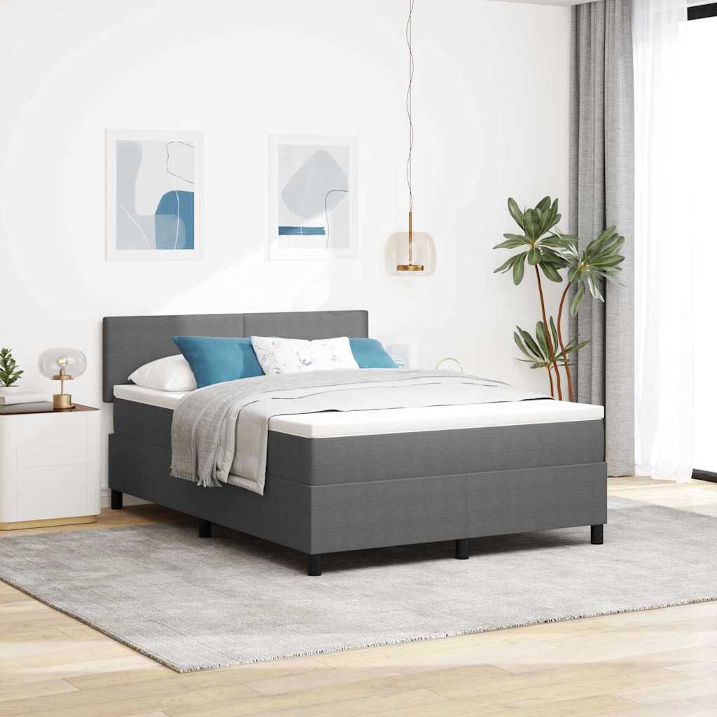 LED Box Spring Bed Lys Grå og Hvid 140 x 200 cm Velourstof