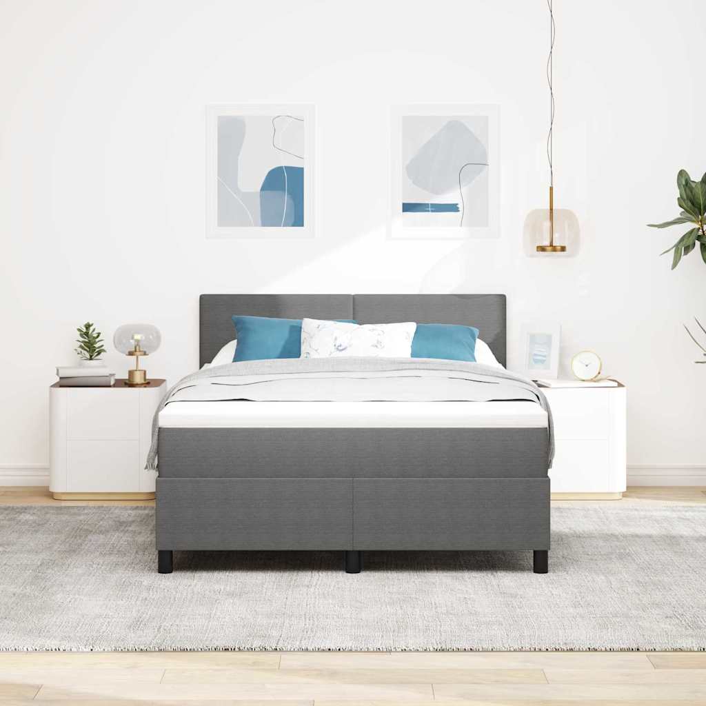 LED Box Spring Bed Lys Grå og Hvid 140 x 200 cm Velourstof