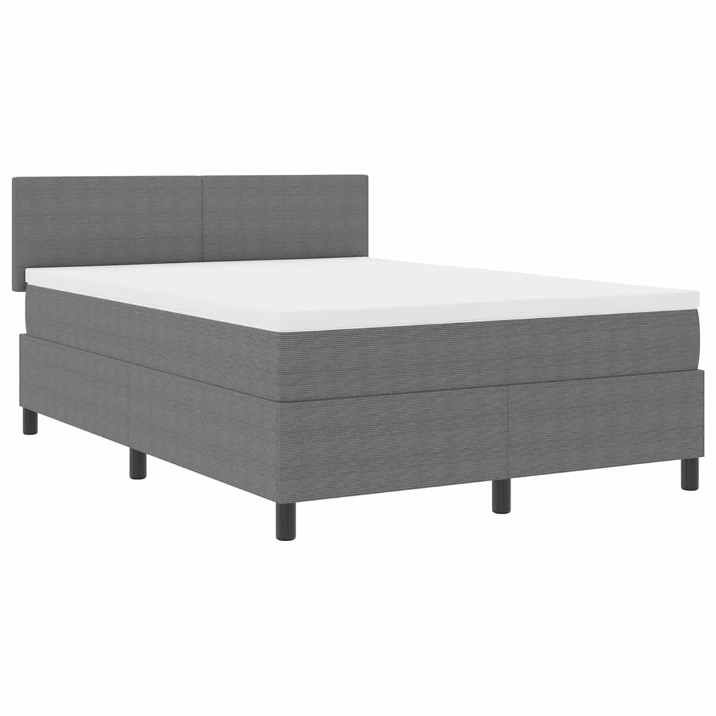 LED Box Spring Bed Lys Grå og Hvid 140 x 200 cm Velourstof