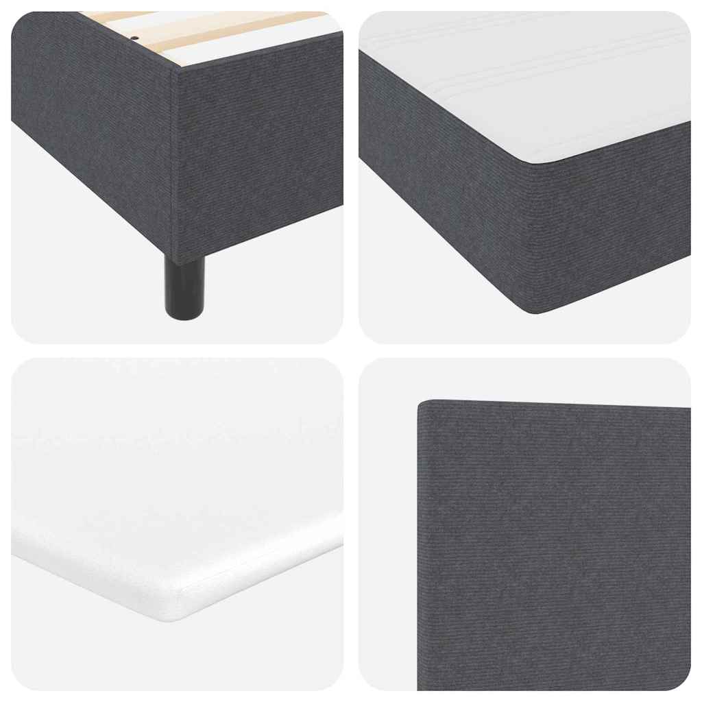 LED Box Spring Bed Mørkegrå og Hvid 140 x 200 cm Velourstof