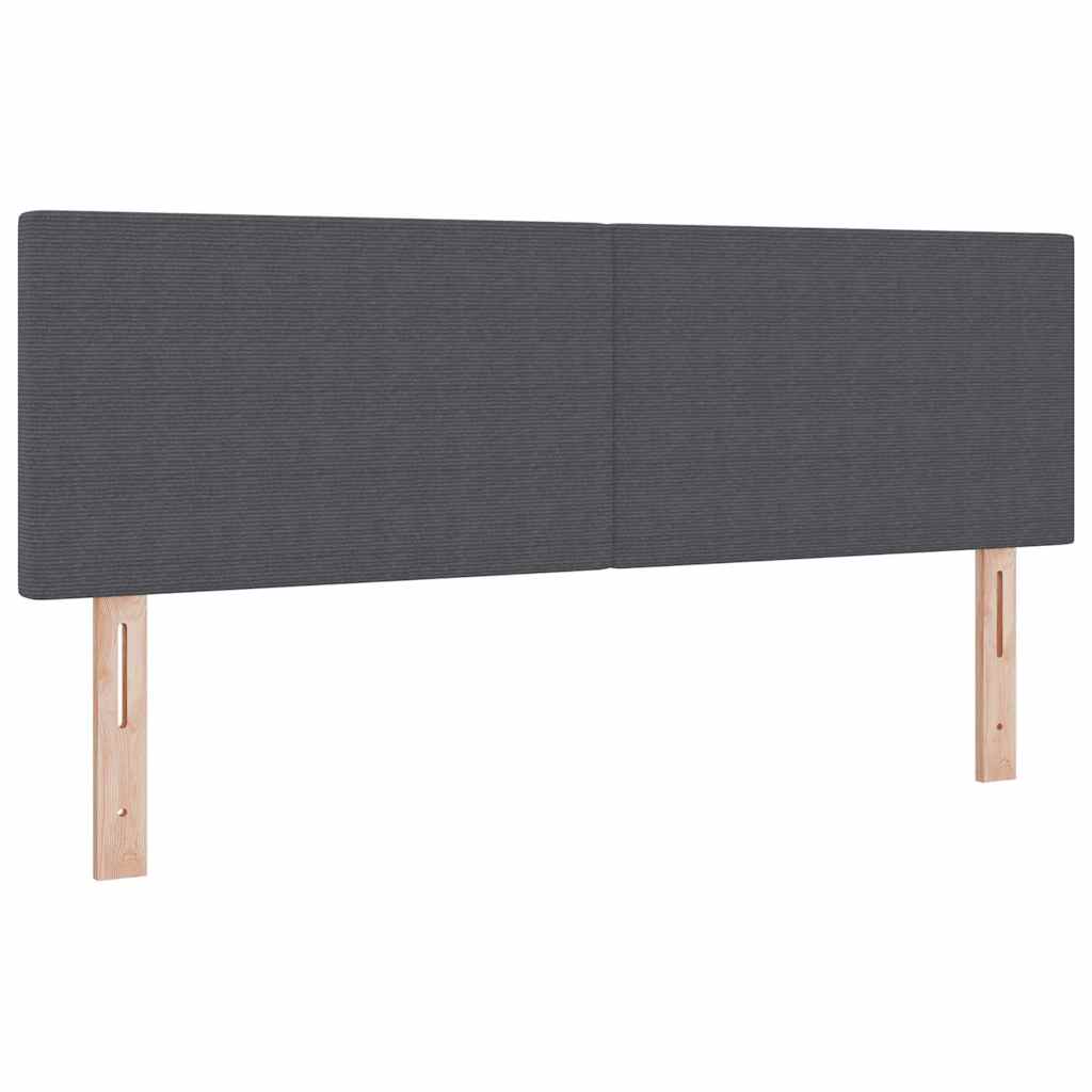 LED Box Spring Bed Mørkegrå og Hvid 140 x 200 cm Velourstof