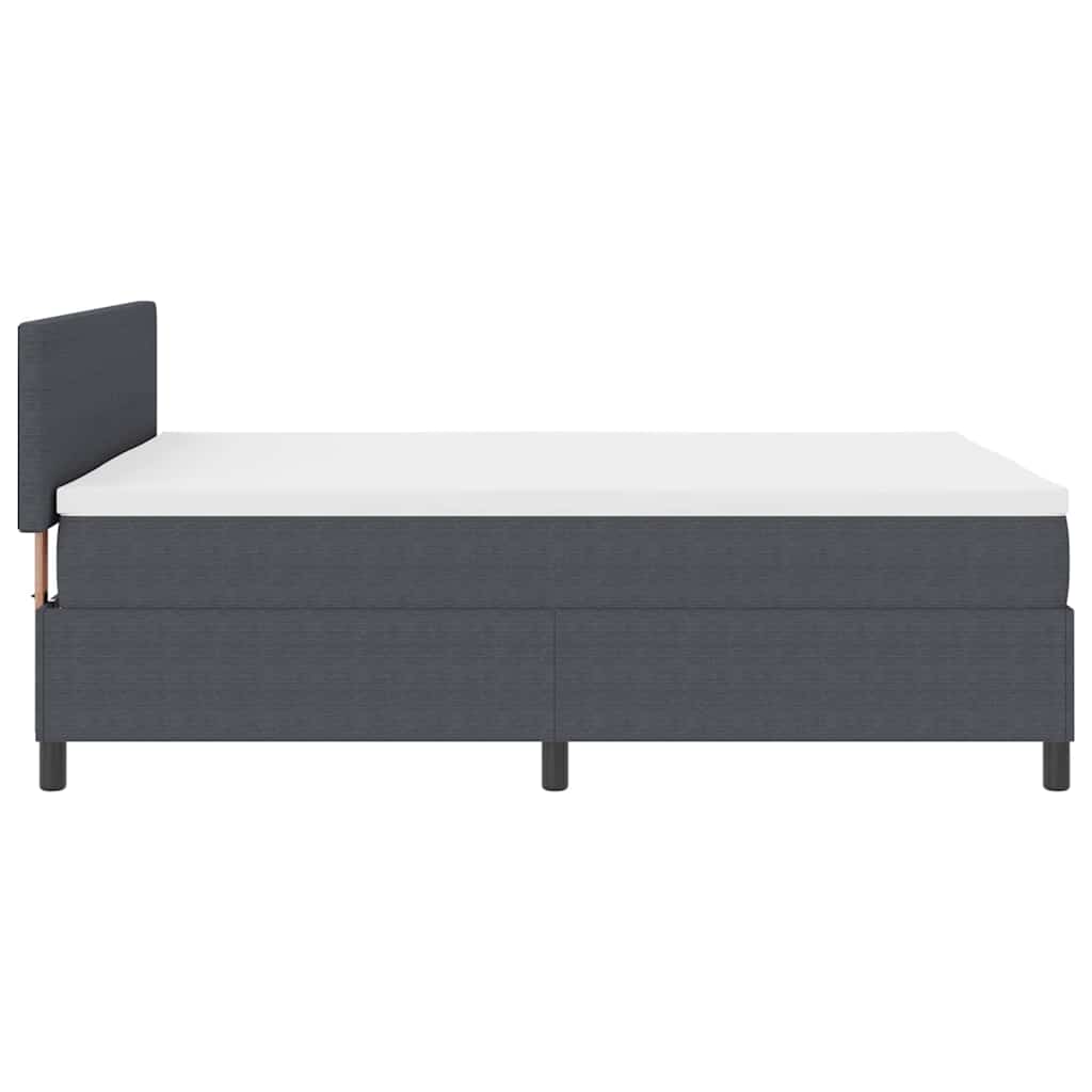 LED Box Spring Bed Mørkegrå og Hvid 140 x 200 cm Velourstof