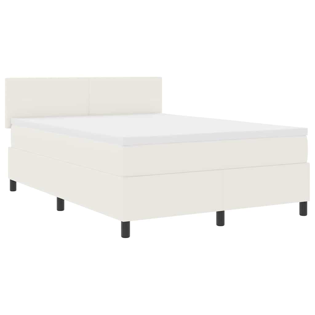 LED Box Spring Bed Creme og hvid 160 x 200 cm Velourstof