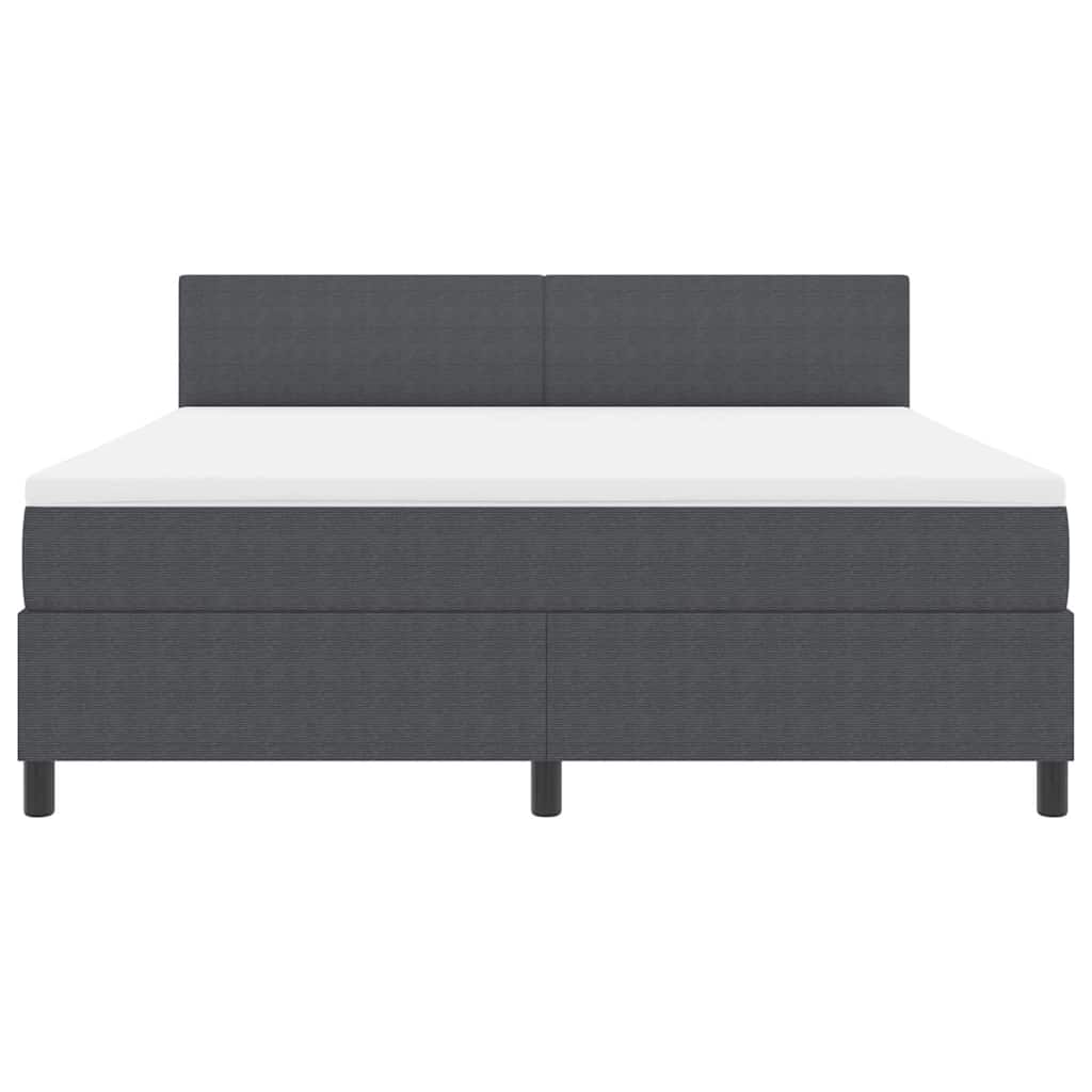 LED Box Spring Bed Mørkegrå og Hvid 180 x 200 cm Velourstof