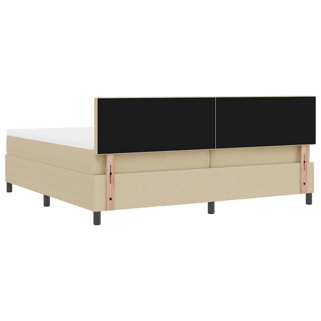 LED Box Spring Bed Lys Grå og Hvid 200 x 200 cm Velourstof