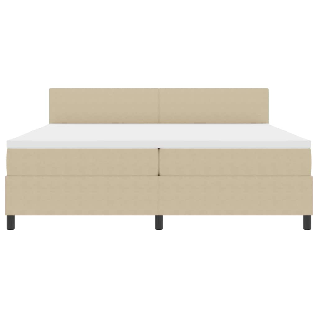 LED Box Spring Bed Lys Grå og Hvid 200 x 200 cm Velourstof