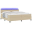 LED Box Spring Bed Lys Grå og Hvid 200 x 200 cm Velourstof