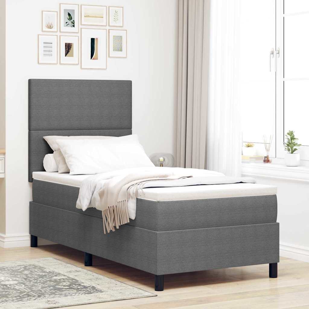 LED Box Spring Bed Lys Grå og Hvid 80 x 200 cm Velourstof