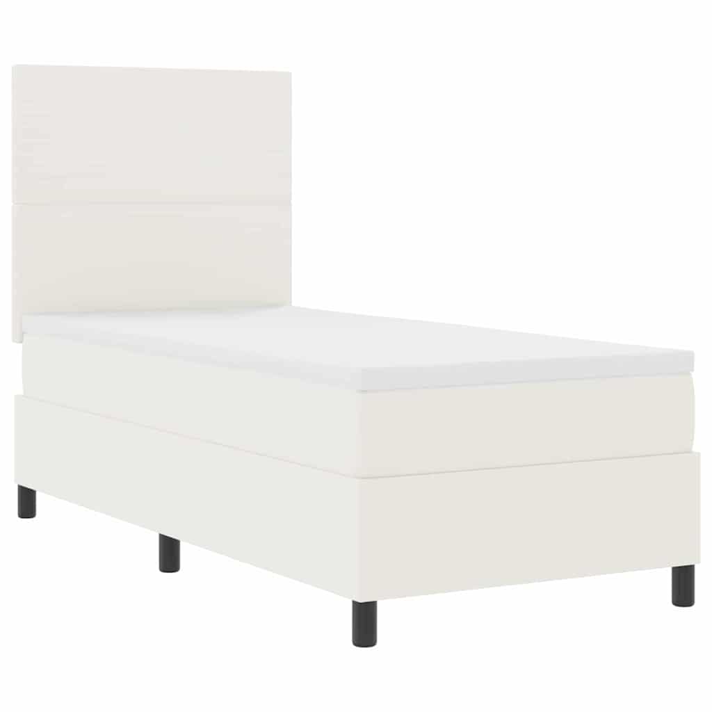 LED Box Spring Bed Creme og hvid 80 x 200 cm Velourstof