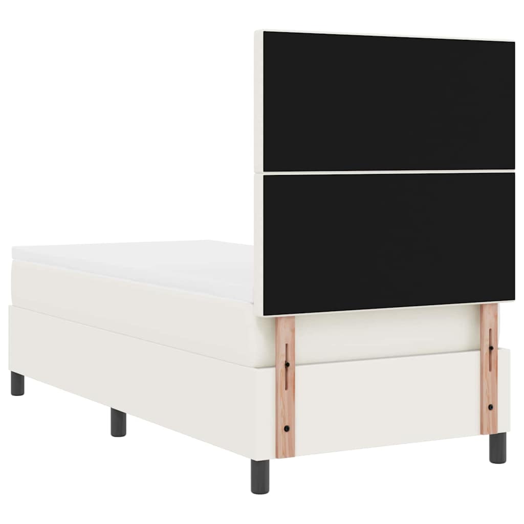 LED Box Spring Bed Creme og hvid 80 x 200 cm Velourstof