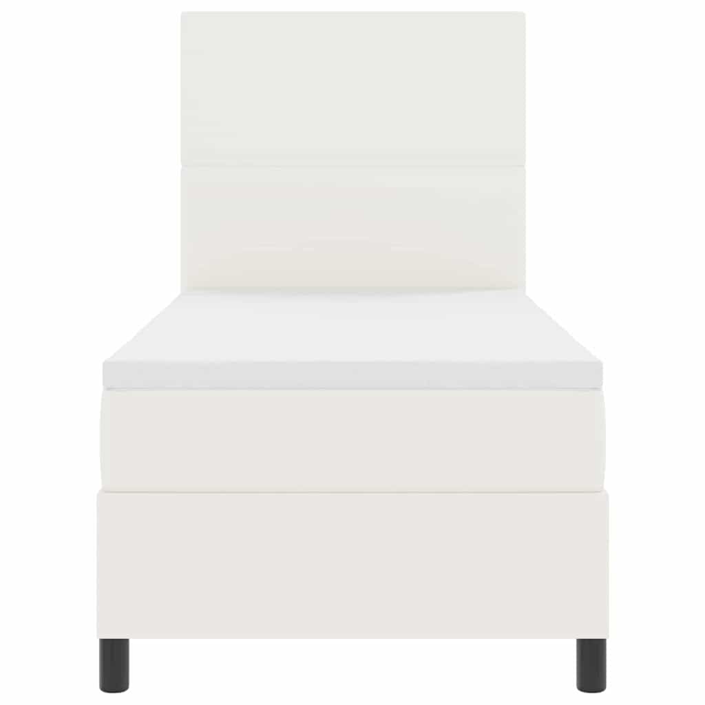 LED Box Spring Bed Creme og hvid 80 x 200 cm Velourstof