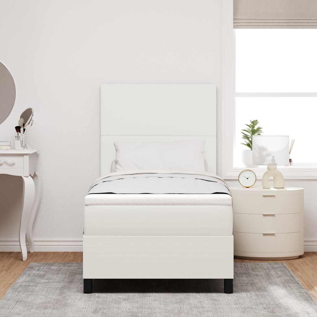 LED Box Spring Bed Creme og hvid 100 x 200 cm Velourstof