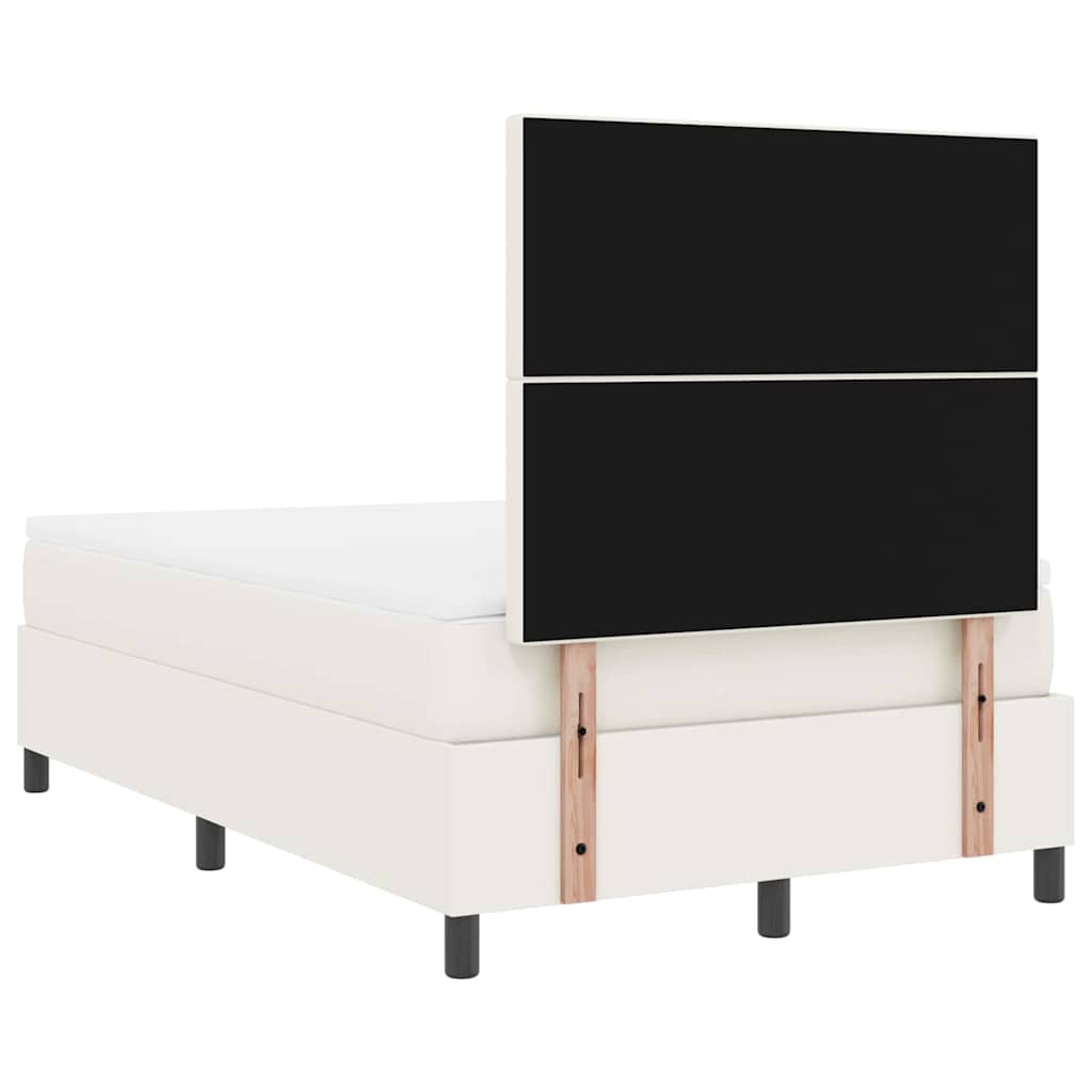 LED Box Spring Bed Creme og hvid 120 x 190 cm Velourstof