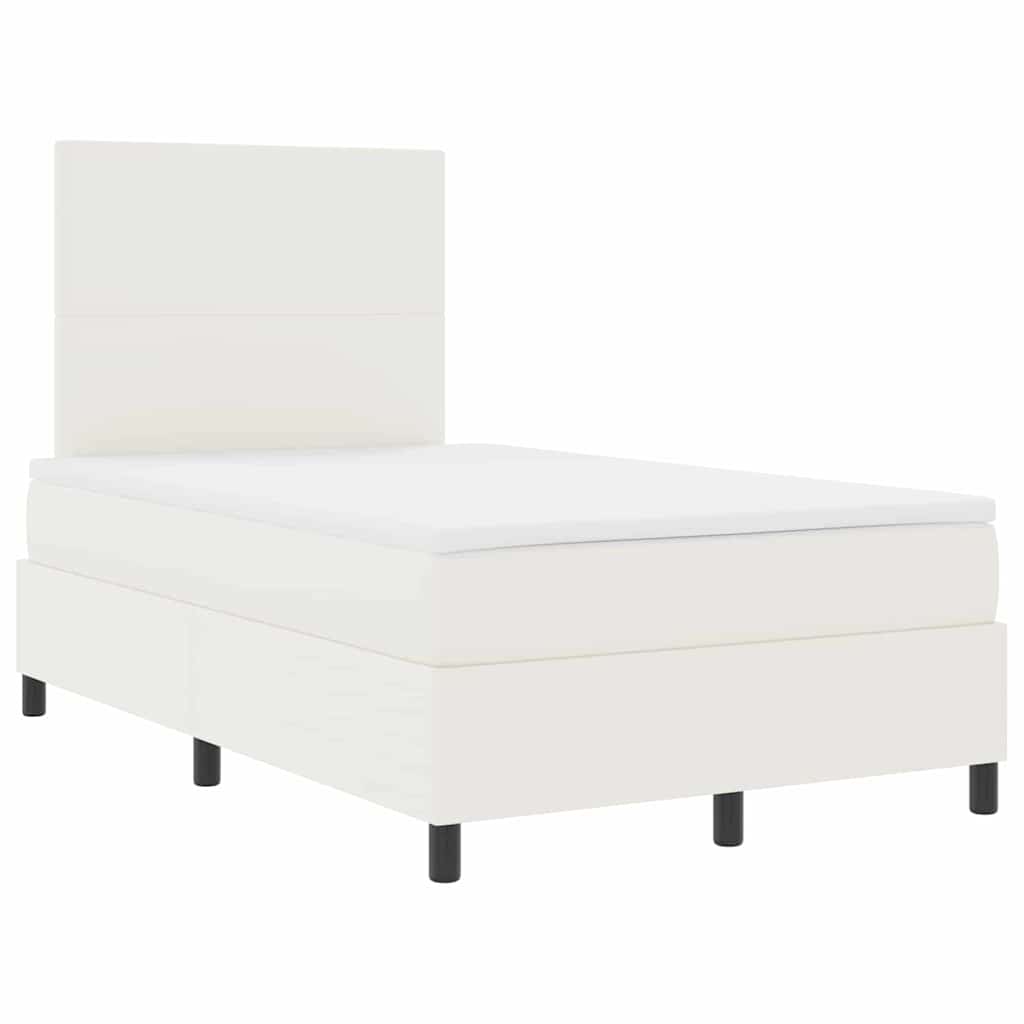 LED Box Spring Bed Creme og hvid 120 x 200 cm Velourstof