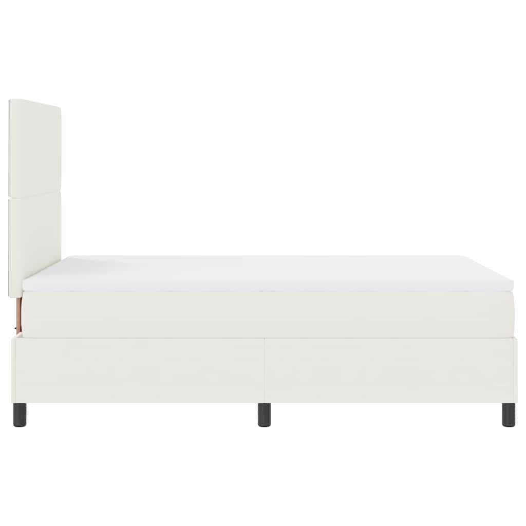 LED Box Spring Bed Creme og hvid 120 x 200 cm Velourstof