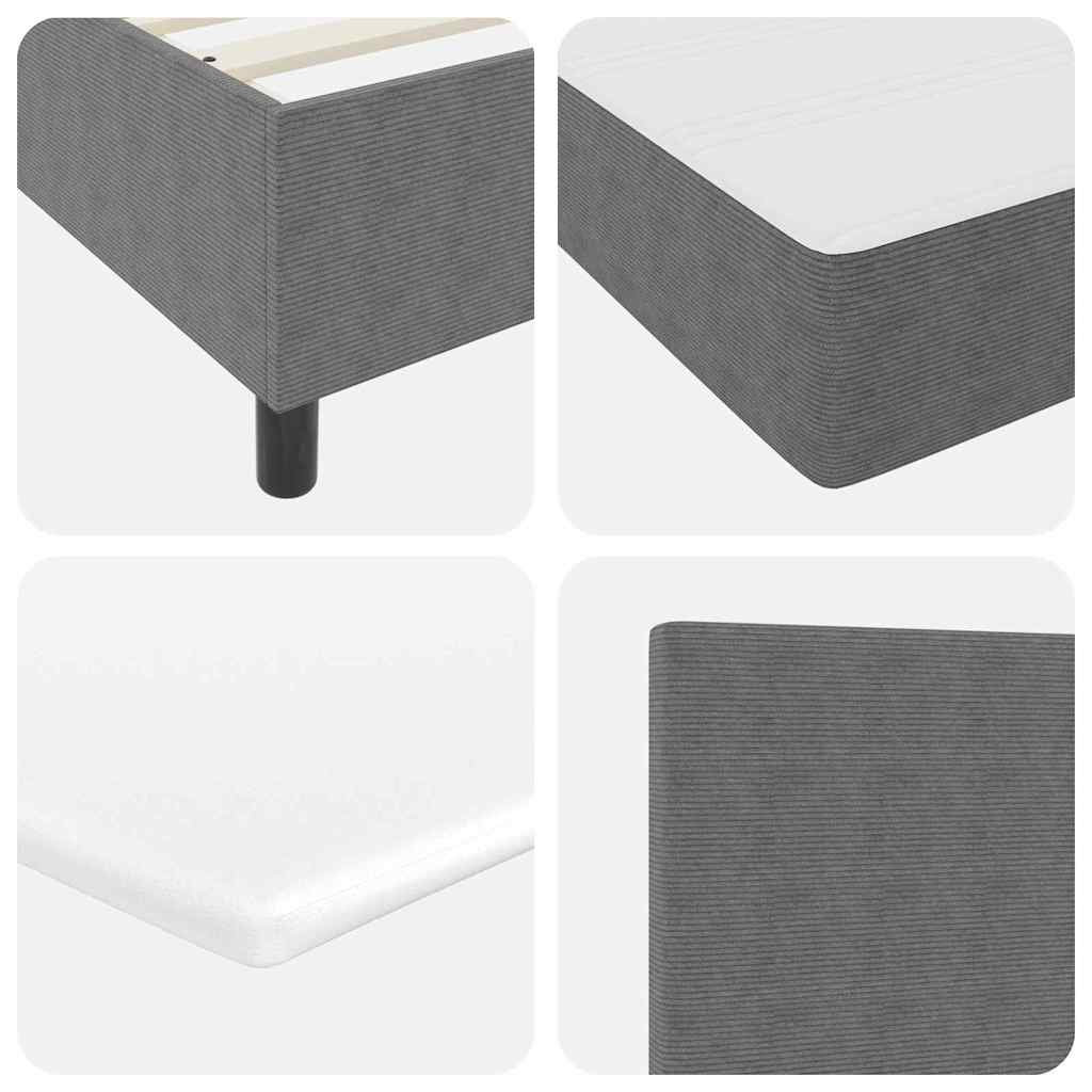 LED Box Spring Bed Lys Grå og Hvid 140 x 190 cm Velourstof